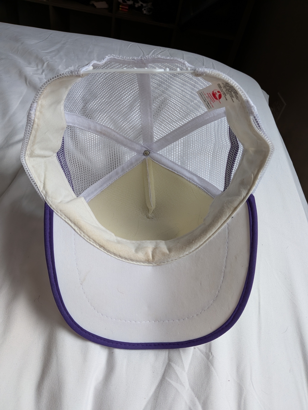 Edmonton Oilers Vintage White & Purple Mesh Trucker Hat Custom Deadstock - Picture 6 of 8